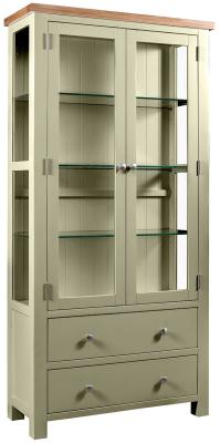 Product photograph of Lundy Fern Green Painted 2 Door Display Cabinet from Choice Furniture Superstore