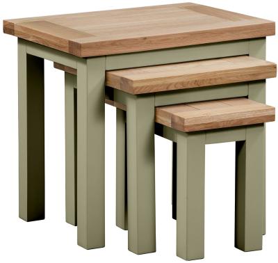 Lundy Fern Green Painted Nest Of 3 Tables