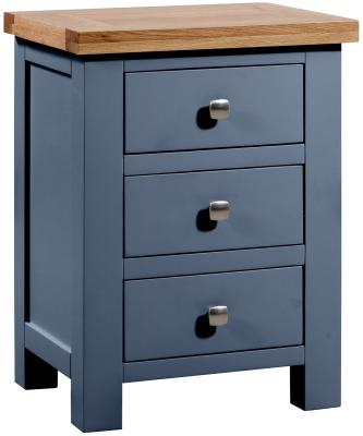 Product photograph of Lundy Neptune Blue Painted 3 Drawer Bedside Cabinet from Choice Furniture Superstore