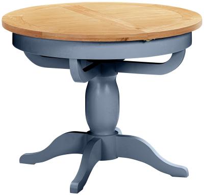 Lundy Neptune Blue Painted 4 To 6 Seater Round Extending Dining Table With Pedestal Base