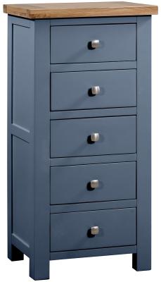 Product photograph of Lundy Neptune Blue Painted 5 Drawer Tall Chest from Choice Furniture Superstore