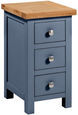 Product photograph of Lundy Neptune Blue Painted 3 Drawer Compact Bedside Cabinet from Choice Furniture Superstore