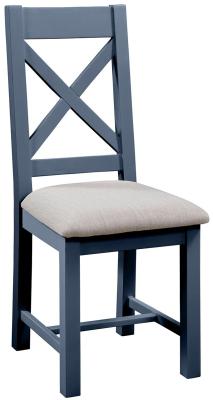 Lundy Neptune Blue Painted Crossback Dining Chair Sold In Pairs