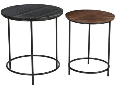 Buxton Grey And Brown Round Side Table Set Of 2