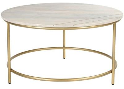 Product photograph of Buxton Pale Acacia Wood And Gold Round Coffee Table from Choice Furniture Superstore