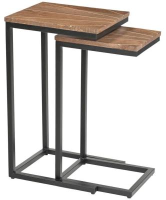 Product photograph of Fowey Brown Mango Wood Sofa Table - Set Of 2 from Choice Furniture Superstore