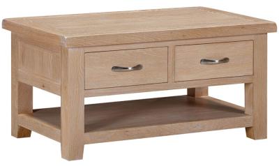 Wilmont Oak 2 Drawer Coffee Table