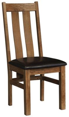 Set Of 2 Original Rustic Oak Arizona Slatted Back Dining Chair