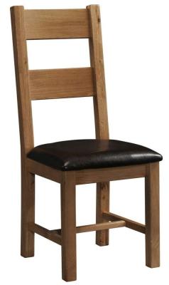 Set Of 2 Original Rustic Oak Ladder Back Dining Chair