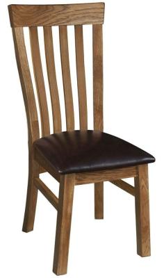 Set Of 2 Original Rustic Oak Toulouse Slatted Back Dining Chair