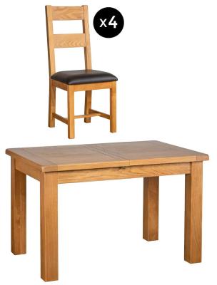 Somer 46 Seater Oak Extending Dining Set 4 Ladder Back Dining Chair