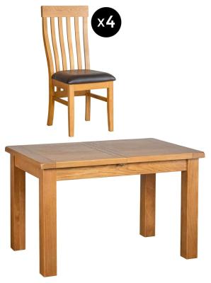 Somer 46 Seater Oak Extending Dining Set 4 Toulouse Slatted Back Dining Chair