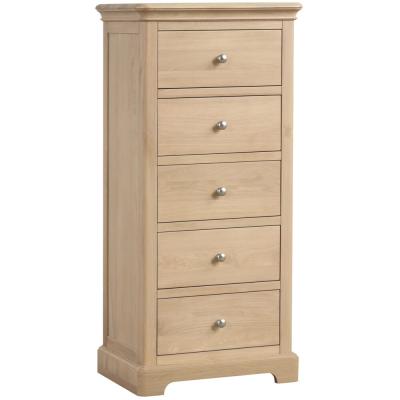 Romford Oak 5 Drawer Narrow Chest