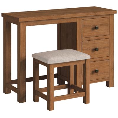 Original Rustic Oak 3 Drawer Single Dressing Table Set