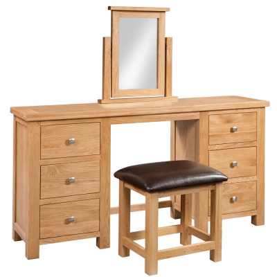 Product photograph of Appleby Oak 6 Drawer Dressing Table Set from Choice Furniture Superstore