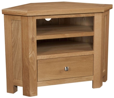 Product photograph of Appleby Oak 90cm Corner Tv Unit from Choice Furniture Superstore