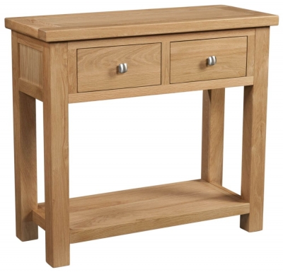 Product photograph of Appleby Oak 2 Drawer Small Console Table from Choice Furniture Superstore