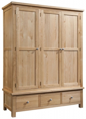 Product photograph of Appleby Oak 3 Door Triple Wardrobe from Choice Furniture Superstore