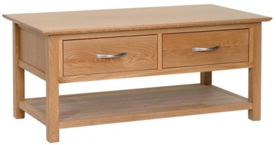 Product photograph of Nimbus Oak 2 Drawer Coffee Table from Choice Furniture Superstore