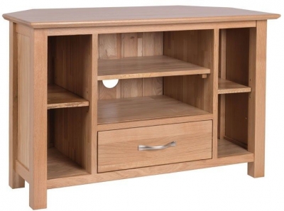 Product photograph of Nimbus Oak 90cm Corner Tv Unit from Choice Furniture Superstore