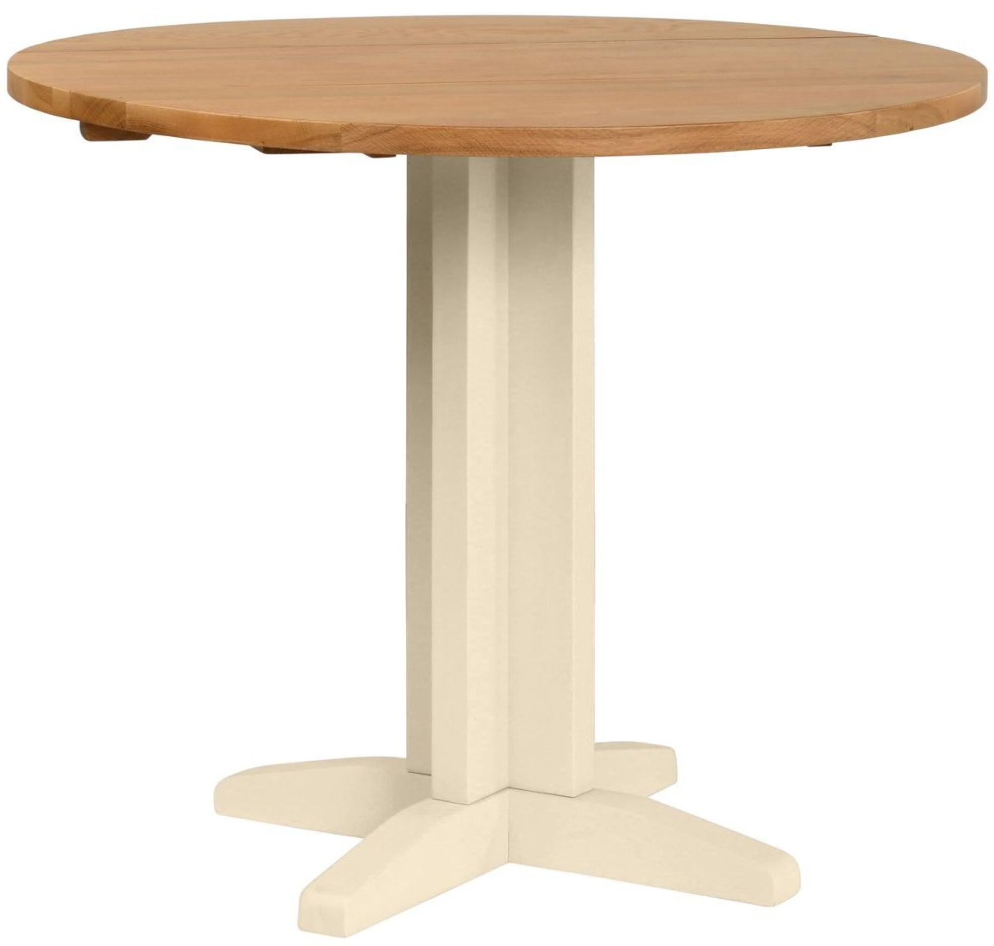 Lundy Ivory Painted Seater Round Drop Leaf Dining Table CFS UK