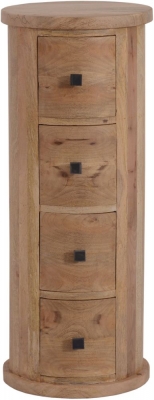 Product photograph of City Mango Wood 4 Drawer Narrow Drum Chest from Choice Furniture Superstore