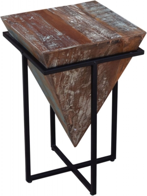 Product photograph of Modern Industrial Rustic Triangular Medium Side Table from Choice Furniture Superstore