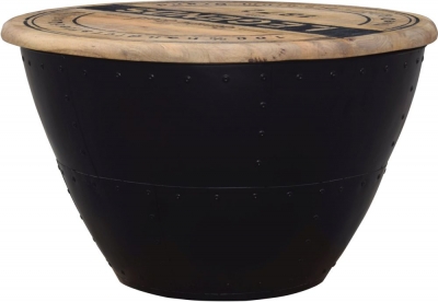 Product photograph of Modern Reclaimed Industrial Round Trunk Box - 1012 from Choice Furniture Superstore
