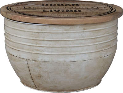Product photograph of Modern Reclaimed Industrial Round Trunk Box from Choice Furniture Superstore