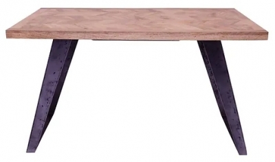 Product photograph of Albadi Parquet Style Industrial Mango Wood Dining Table 135cm Rectangular Top Seats 4 Diners from Choice Furniture Superstore