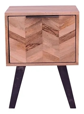 Product photograph of Albadi Parquet Style Industrial Mango Wood Side Table from Choice Furniture Superstore