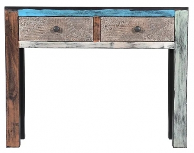Product photograph of Nagodi Mango Wood 2 Drawers Console Table from Choice Furniture Superstore