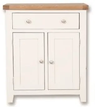 Product photograph of Sambhar White And Wood 2 Door Hall Cabinet from Choice Furniture Superstore