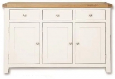 Melbourne White And Wood Medium 3 Door Sideboard