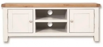 Product photograph of Sambhar Large Tv Unit - Oak And White Painted from Choice Furniture Superstore