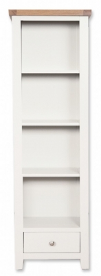 Product photograph of Sambhar Slim Bookcase - Oak And White Painted from Choice Furniture Superstore