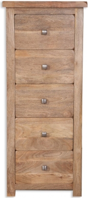 Product photograph of Bombay Mango Wood 5 Drawer Tall Chest from Choice Furniture Superstore
