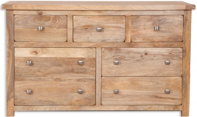 Product photograph of Bombay Mango Wood 7 Drawer Wide Chest from Choice Furniture Superstore
