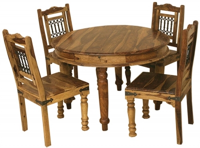 Thacket Sheesham Round Dining Table and 4 Chairs