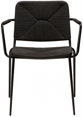 Product photograph of Dan Form Stiletto Black Paper Cord Dining Armchair from Choice Furniture Superstore