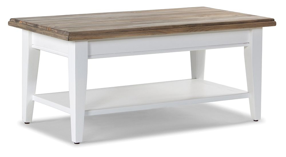 White reclaimed wood coffee shop table