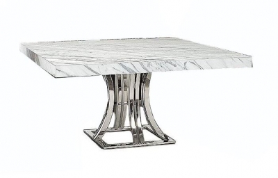 Product photograph of Stone International Aurora Square Dining Table - Marble And Polished Stainless Steel from Choice Furniture Superstore