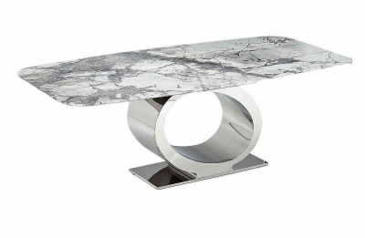 Product photograph of Stone International Eye Rounded Top Dining Table - Marble And Metal from Choice Furniture Superstore