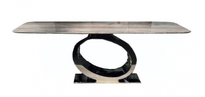 Product photograph of Stone International Eye Boxed Edge Dining Table - Marble And Metal from Choice Furniture Superstore