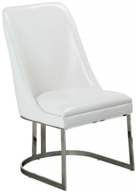 Product photograph of Stone International Greta Leather And Polished Steel Dining Chair from Choice Furniture Superstore