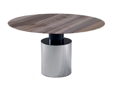 Product photograph of Stone International Athena Round Dining Table - Marble And Polished Steel from Choice Furniture Superstore
