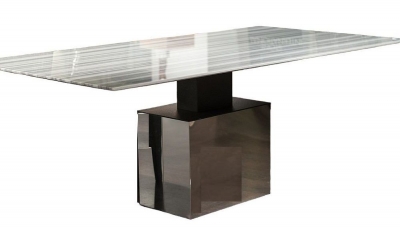 Product photograph of Stone International Athena Thin Dining Table - Marble And Polished Steel from Choice Furniture Superstore