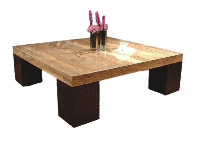 Stone International Espresso Large Occasional Tables - Marble and Wenge Wood