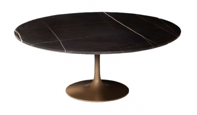Product photograph of Stone International Flute Marble Occasional Table With Metal Base from Choice Furniture Superstore