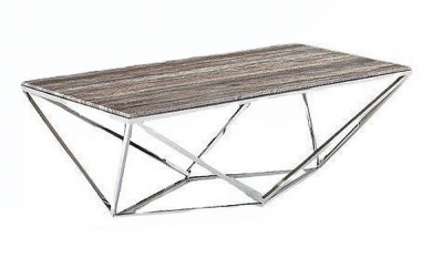 Product photograph of Stone International Stuart Marble Coffee Table - Clear Glass And Polished Stainless Steel from Choice Furniture Superstore